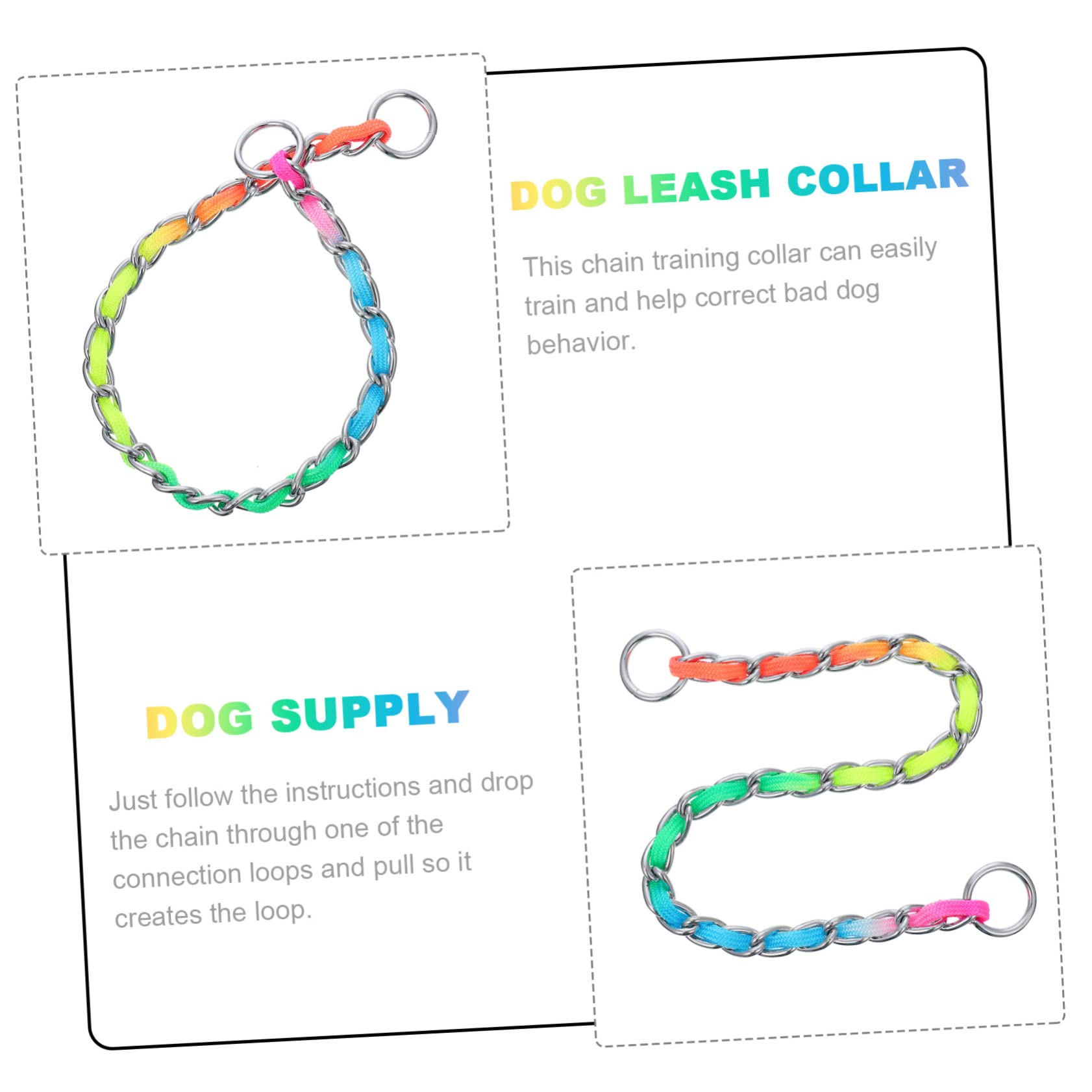 FOMIYES 1pc Dog Collar Harness Pulling Strap Rainbow Nylon Dog Leashes Chain Pet Dog Collar Chain Dog Supply