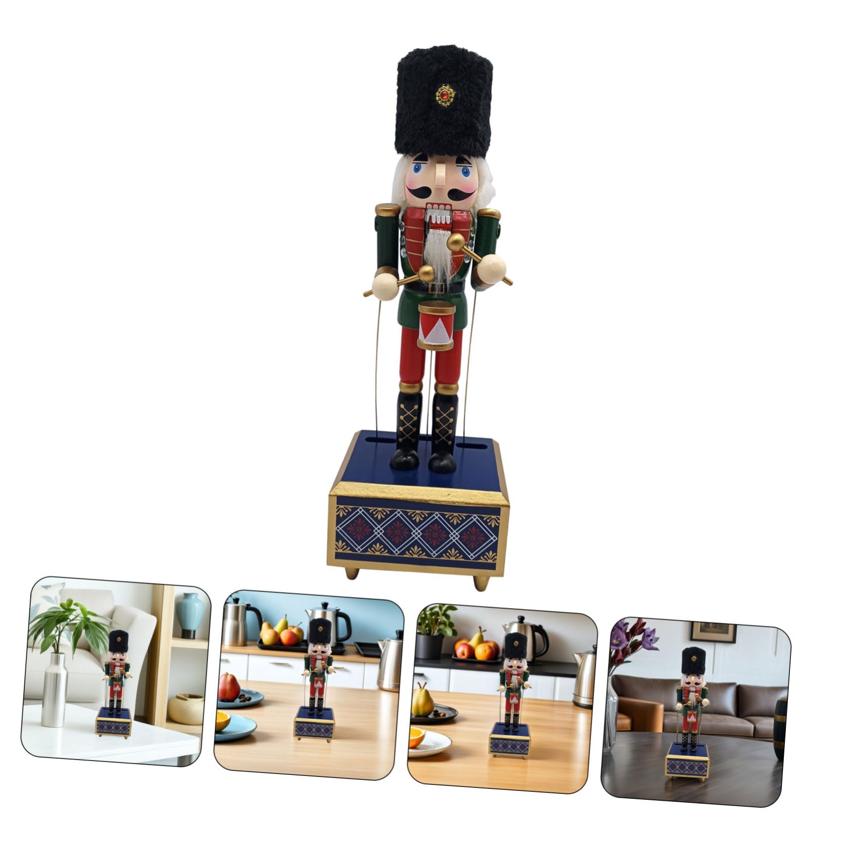 TOPBATHY Carillon Musicale in Legno con Figurina di Soldato, Design Classico Handmade, 30,5 Cm, Facile da Usare senza Spigoli, Decorazione Natalizia per Natale