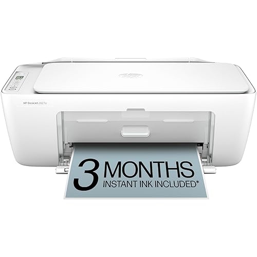 HP DeskJet 2827e Wireless All-in-One Color Inkjet Printer, Scanner, Copier, Best-for-Home, 3 Month Instant Ink Trial Included, AI-Enabled (6W7F5A)