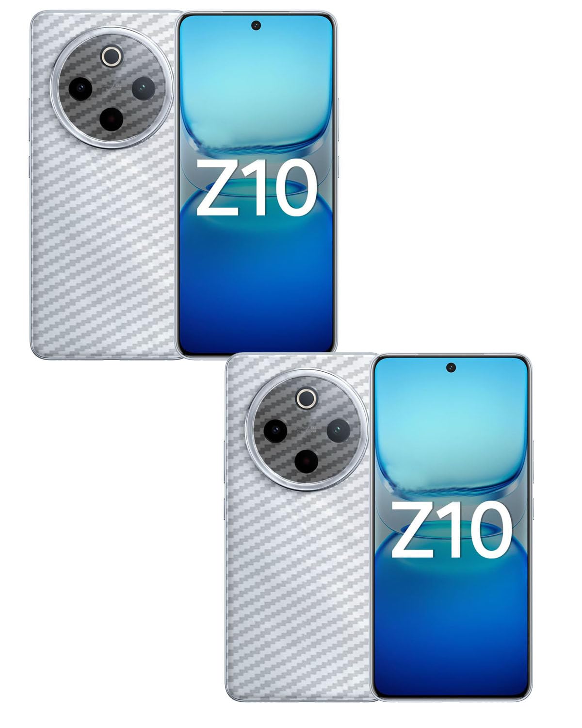 (Pack of 2) Compatible with iQOO Z10 Skin Sticker/Vinyl wrap/Protective Film Mobile Back Skin Carbon Fiber 3D Transparent by Candeal Mizhan(Only Back)-image-31