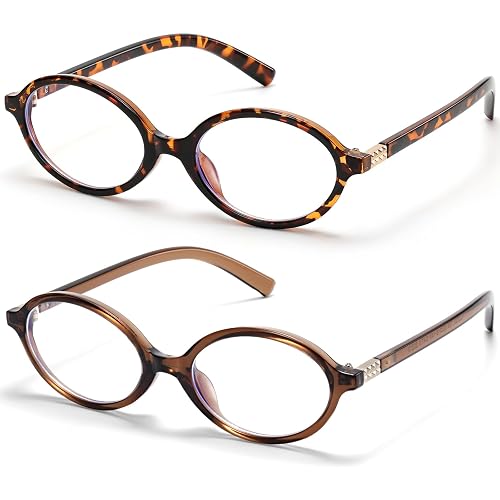 ViewJoy Retro Oval Blue Light Glasses for Women Fashion Computer Glasses Bluelight Blocking Eyewear Vintage Frame