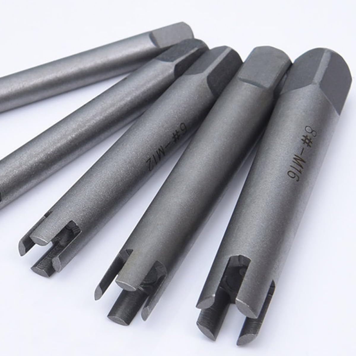 SAFIGLE 10-pcs Alloy Thread Extractor Set Broken Tap Removers Damaged Screw Extractors for Stripped Bolts and Screws Repairing Tools with Storage Box