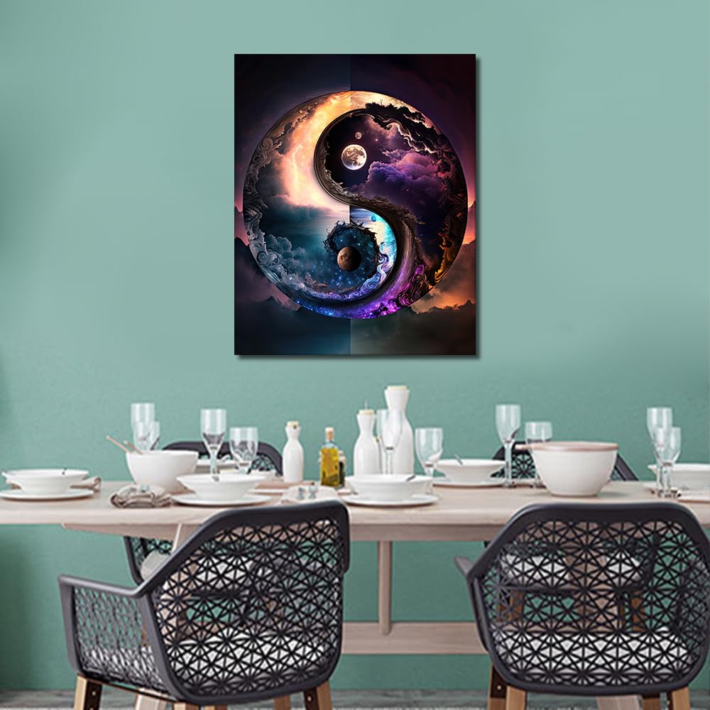 TISHIRON Malen Nach Zahlen Für Erwachsene Anfänger, Natur Malen Nach Zahlen Kits DIY Acrylmalerei Für Erwachsene Kinder Malen Nach Zahlen Yin Yang Symbol Abstrakte Kunsthandwerk Umrahmt