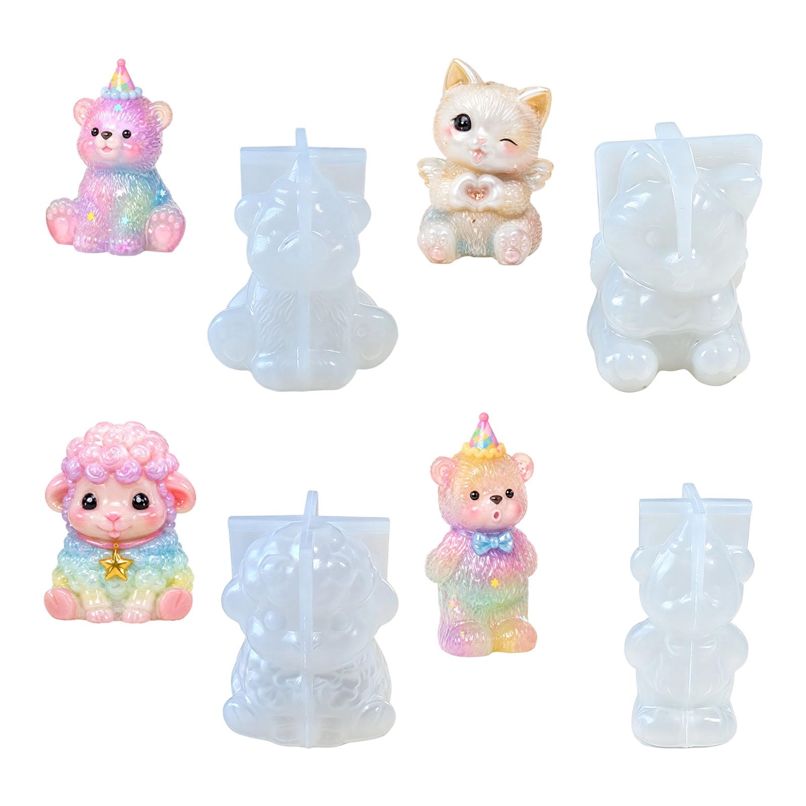 APGLSXY 4Pcs Animal Shape Silicone Molds for Soap Easy Demolding Multipurpose Silicone for Epoxy Resin Rosin Art Elastomer Molds
