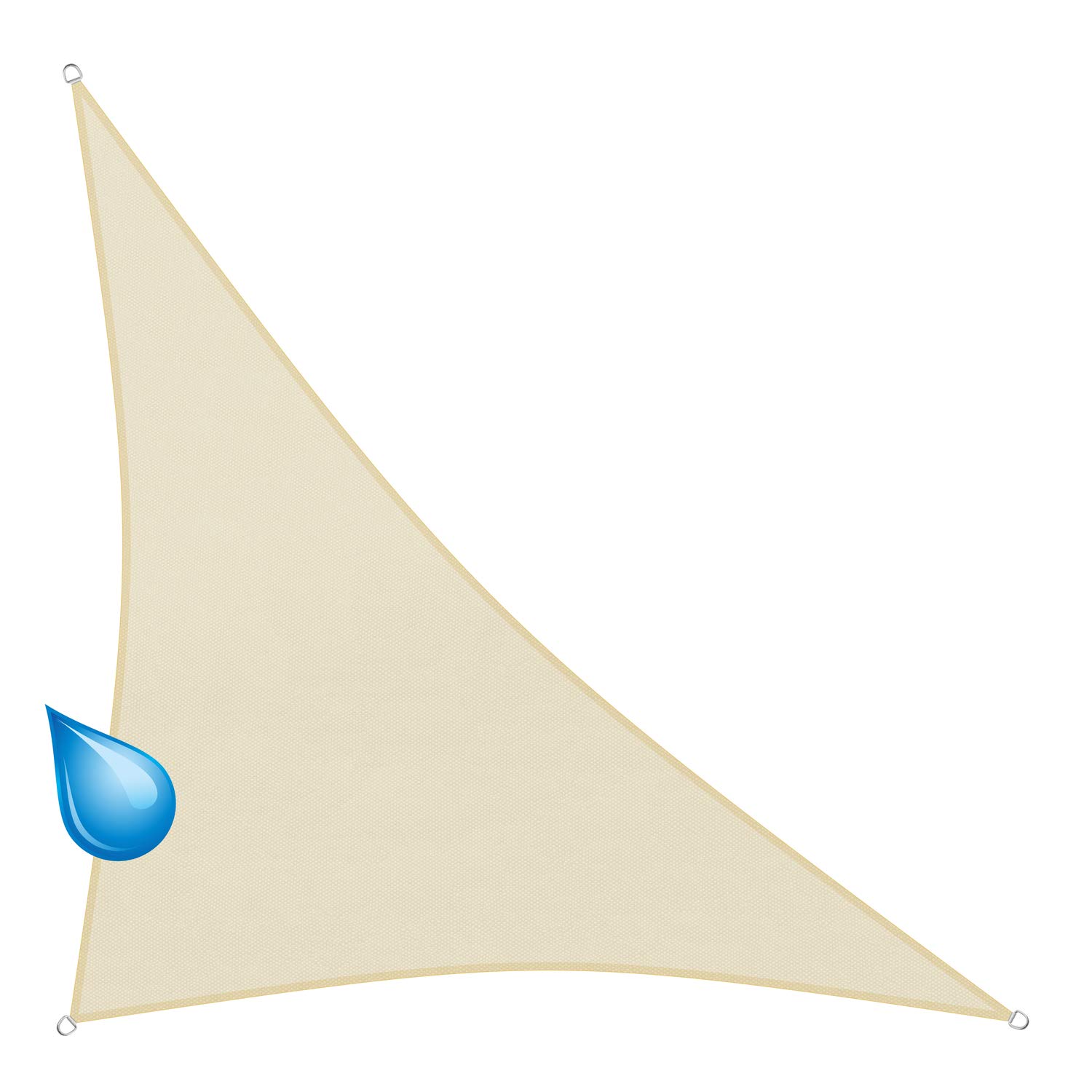 sunprotect 83278 wasserabweisend Sonnensegel Hydro, 3,6 x 3,6 x 5 m, 90° Grad Dreieck, wasserabweisend, Creme