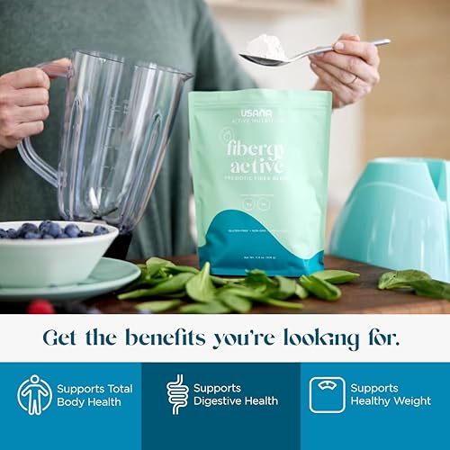 Miniatura 4 de USANA Fibergy Active con fibra prebiótica para la salud intestinal, sin OMG, sin gluten, bajo índice glucémico, 1.33 onzas, 28 porciones