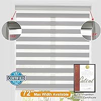 Vista 51 de Persilux Cordless Zebra Blinds for Windows Free-Stop Roller Window Shades (22" W X 64" H, Grey) Dual Layer Light Control for Day and Night, Light