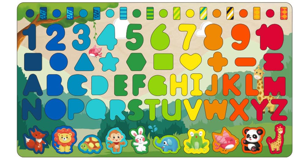 Montessori Wielofunkcyjne Drewniane Puzzle do Liczenia i Sortowania z Grą Wędkarską, Prezenty dla Chłopców i Dziewczynek