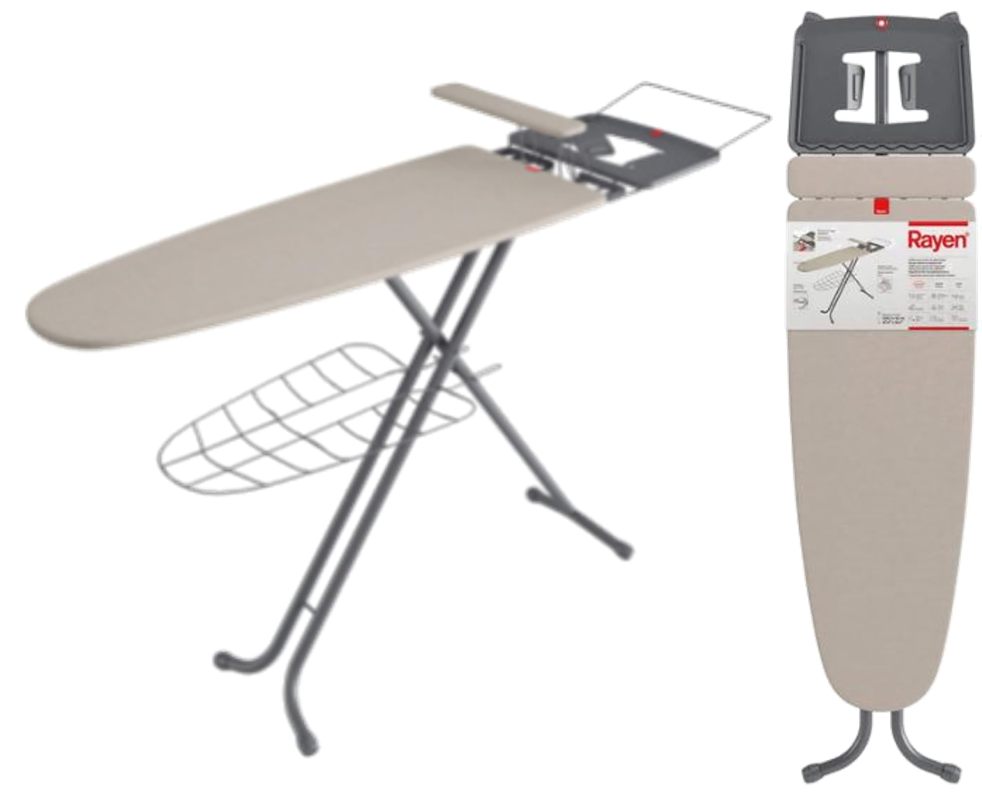 Tabla de Planchar Premium SuperEstable - Envío 24h - Tabla de Planchado - 120,5 x 41 cm - Plancha Mangas Integrado - Funda con muletón - Tabla de planchas con Bandeja para la Ropa (Premium Grande)