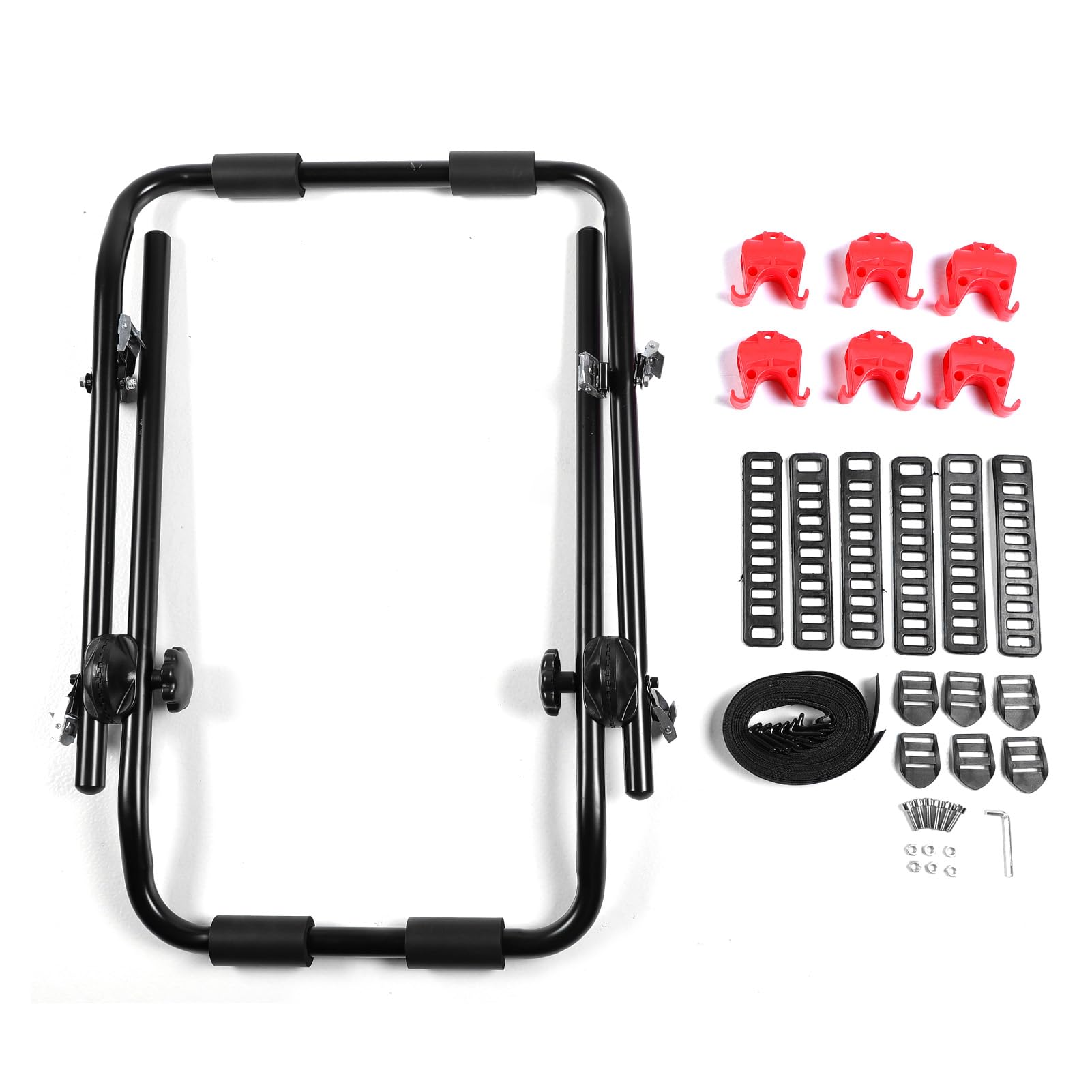 Fabater Soporte Trasero para Bicicleta para Vehículo, Hebillas de Goma Suave, Hebillas de Hierro Premium, Soporte para Bicicleta para Coche, para Colgante Trasero con Correas de Poliéster