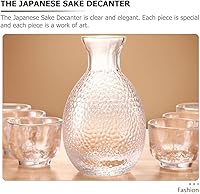 Vista 3 de UPKOCH Botella de sake de vidrio japonesa de sake frío, botella de decantador de vidrio, olla tradicional, jarra de vino chino, olla para servir