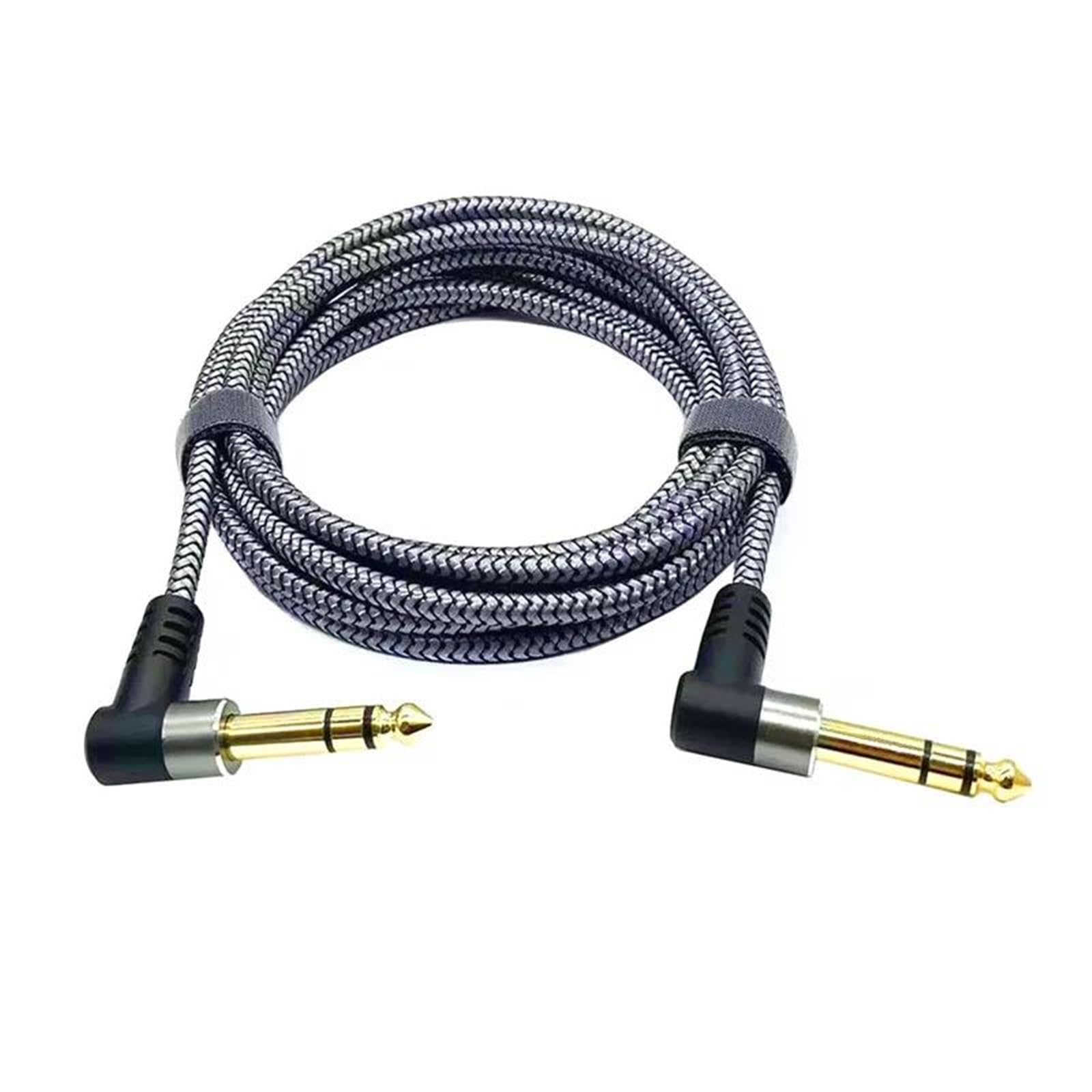 Cable De Instrumento 1/4 Pulgada Ángulo Recto Salida Macho 6,35mm Mezclador Cable Interconexión Estéreo | Cable de guitarra (tipo 1,5 m)