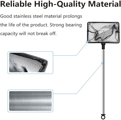 Miniatura 10 de Red para peces de acuario, tanque de peces de malla fina de 8 pulgadas con mango largo extensible de 9 a 24 pulgadas