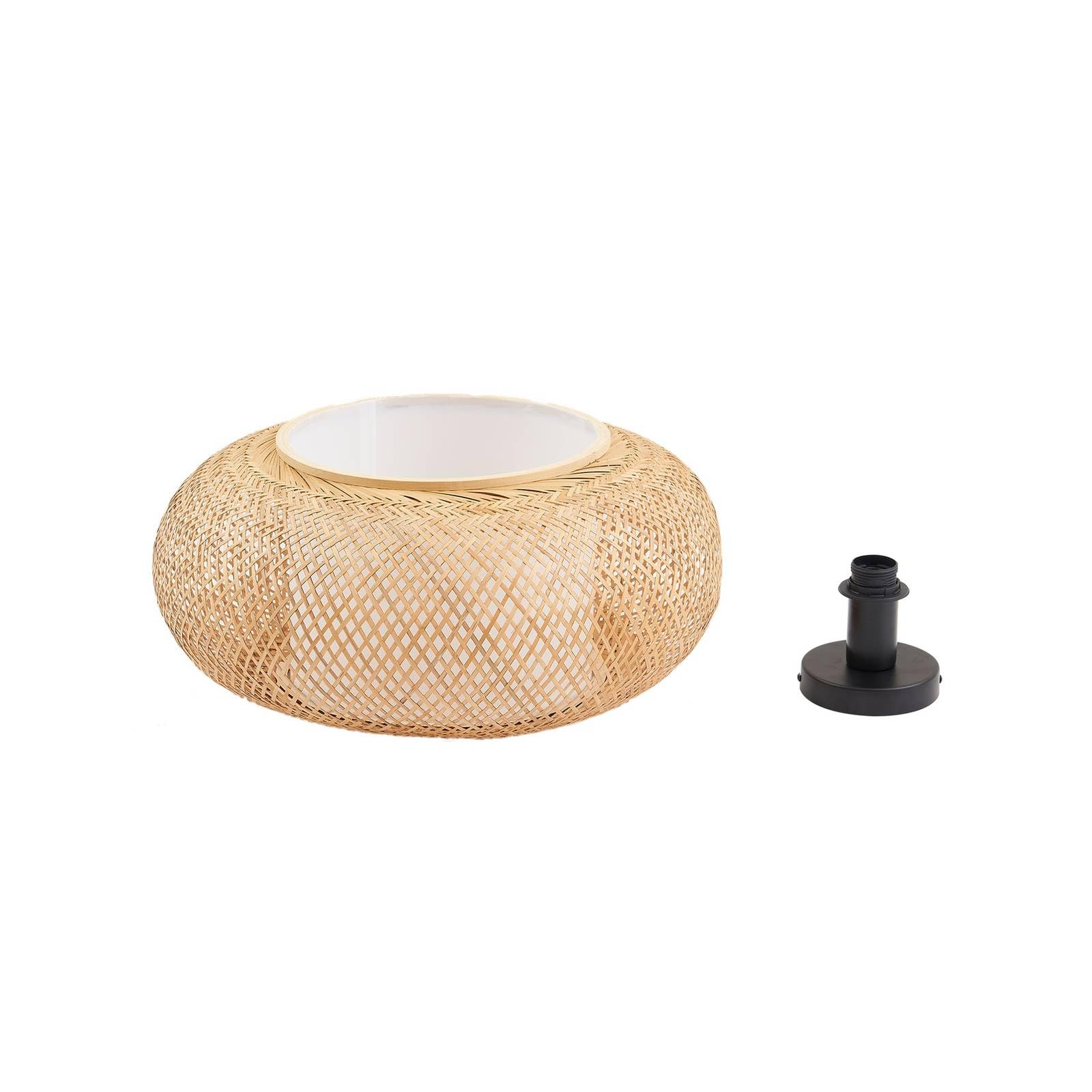 Lindby Bombillas LED lámpara de techo en madera, blanco, plafón redondo | lámpara de salón, e27, rústico, casa de campo, de bambú para sala de estar, salón, comedor