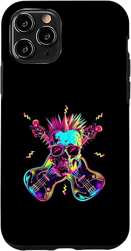 Miniatura 11 de iPhone 12 mini Streetwear Synthwave 80s 90s skull rock music bass guitar Case