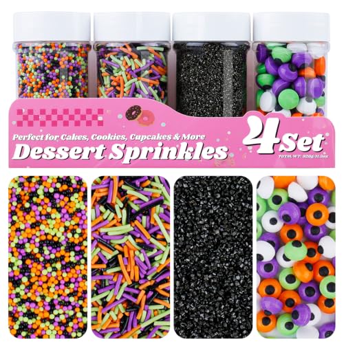 Halloween Sprinkles for Baking, 11.3oz Black Orange Purple Cake Sprinkles