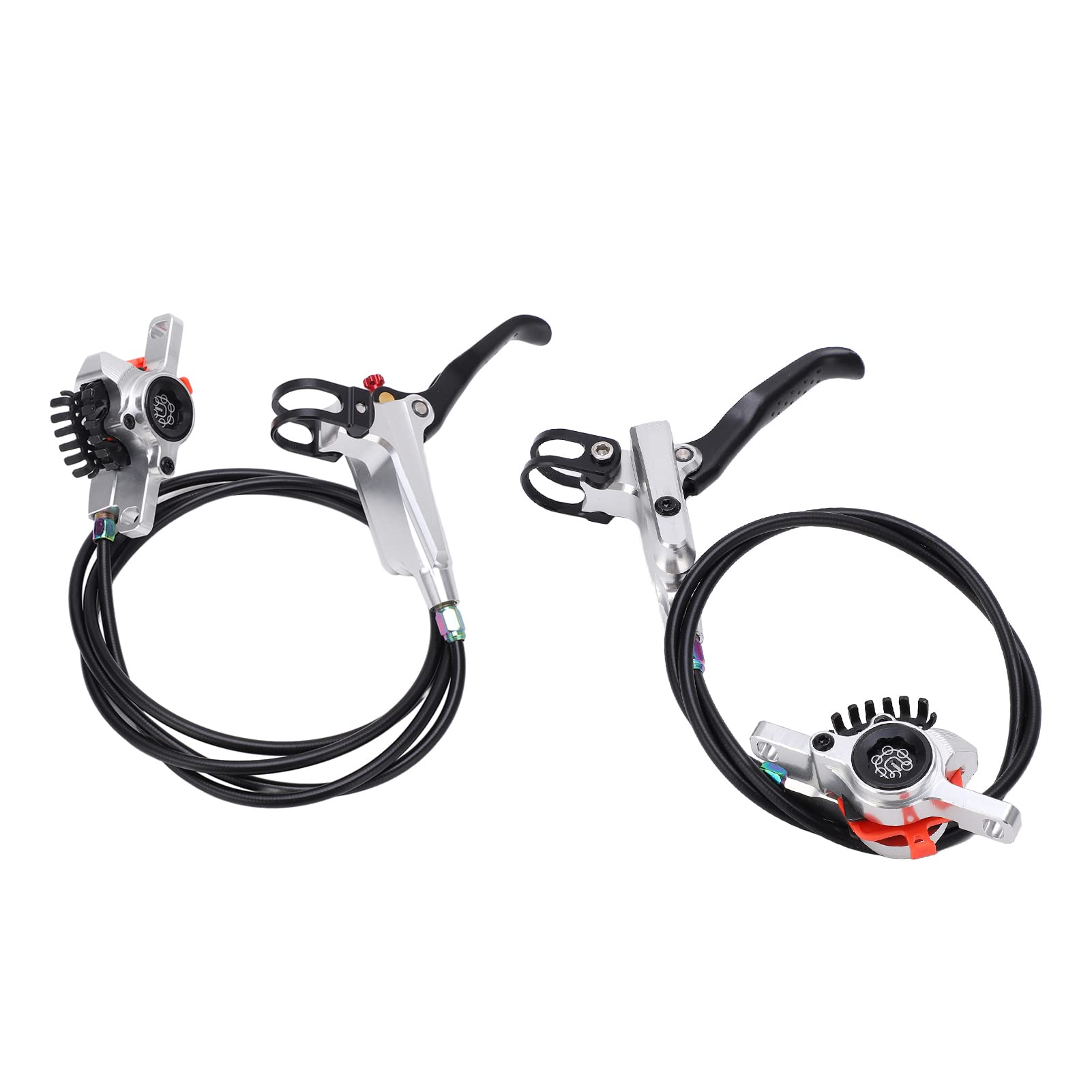 Cryfokt Hamulce Rowerowe Zestaw Mechanicznych Hamulców Tarczowych z Podwójnym Tłokiem, Przednie Zaciski Tylne ze Stopu Aluminium do Rowerów Szosowych i Górskich, Zestaw Hamulców Uruchamianych linką z
