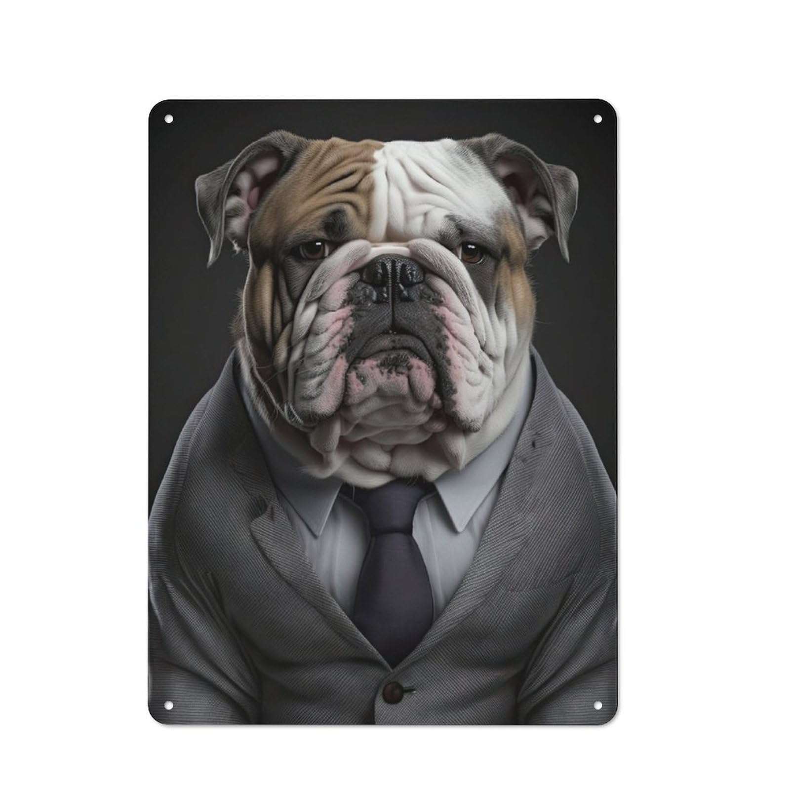 Junmoney Men's English Bulldog Suit Retro Metal Wall Sign 40X30cm With For Pub Or Café, A Housewarming Gift For Hospitality Wall Decor Collectors
