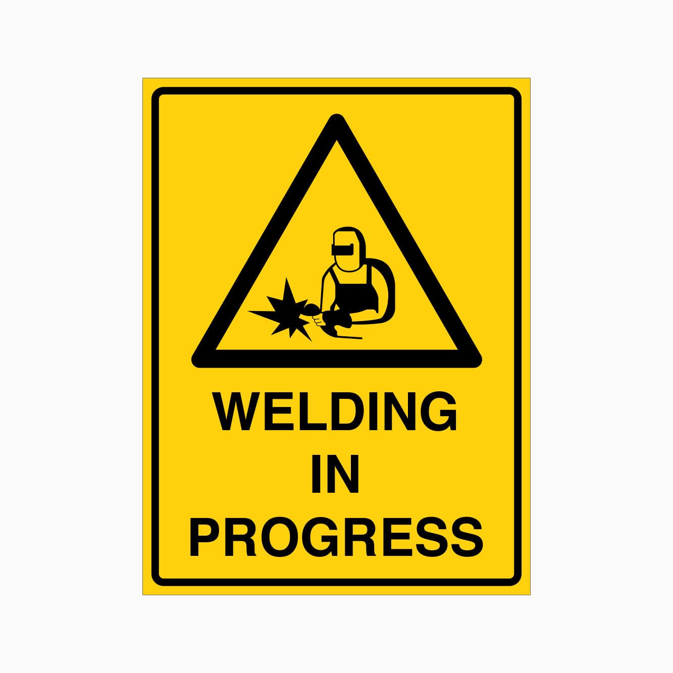 Welding In Progress Sign L8905, 12x8 Inch Metal Tin Sign, Industrial Workshop Safety Warning Sign