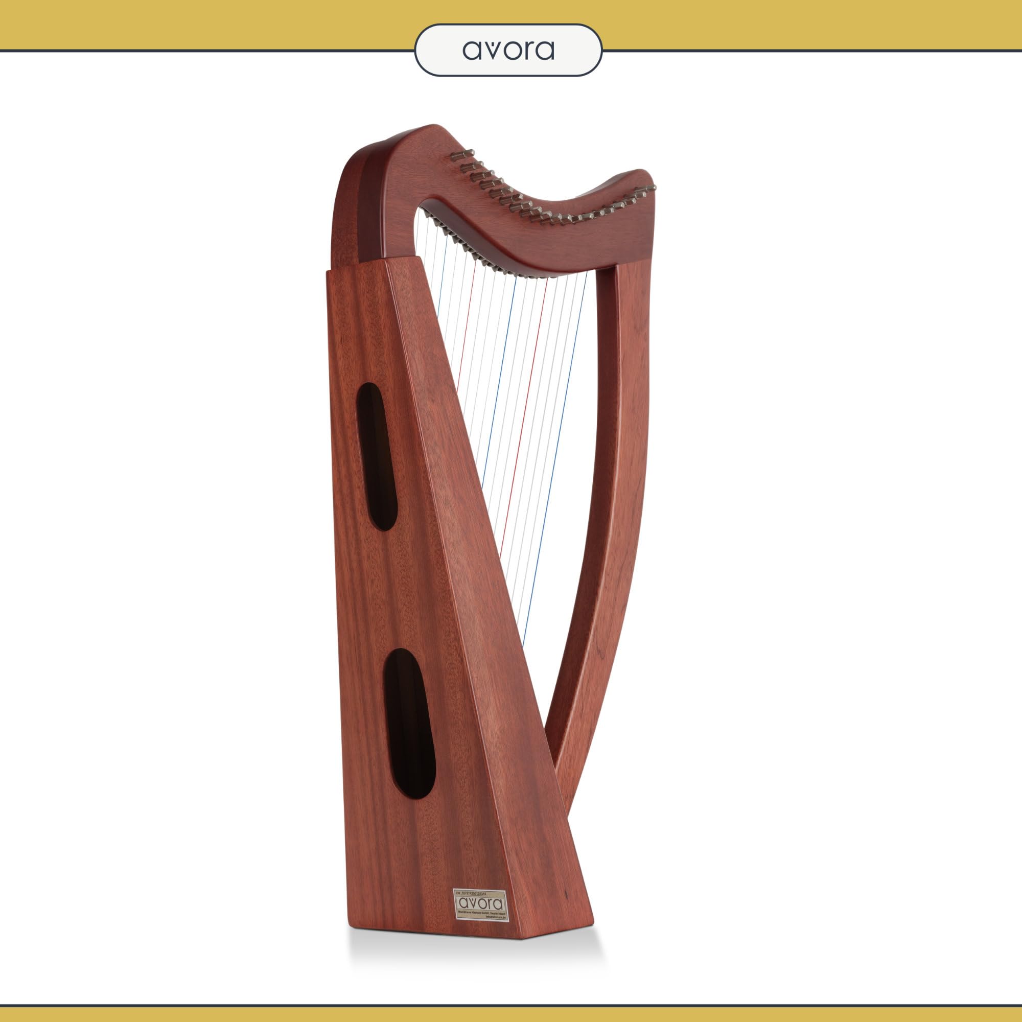 Harpe Celtique 19 cordes acajou artisanale diatonique Mi bémol majeur avec housse clés d'accordage accordeurs fins mécanisme à crochets légère compacte