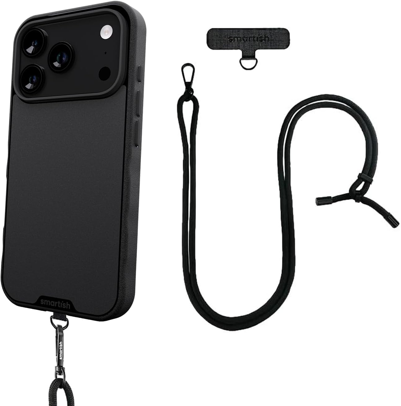 Smartish® iPhone 17 Pro MagSafe Case + Crossbody Lanyard Strap - Thin Grip Cover with Universal Detachable Shoulder Neck Strap for Apple iPhone 17 Pro - Black Tie Affair