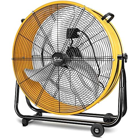 Simplux 24 Inch Heavy Duty Metal Industrial Drum Fan, 3 Speed Air Circulation for Warehouse, Greenhouse, Workshop, Patio, Factory and Basement - High Velocity, Yellow, HIFANXDRUM24V1 Cover