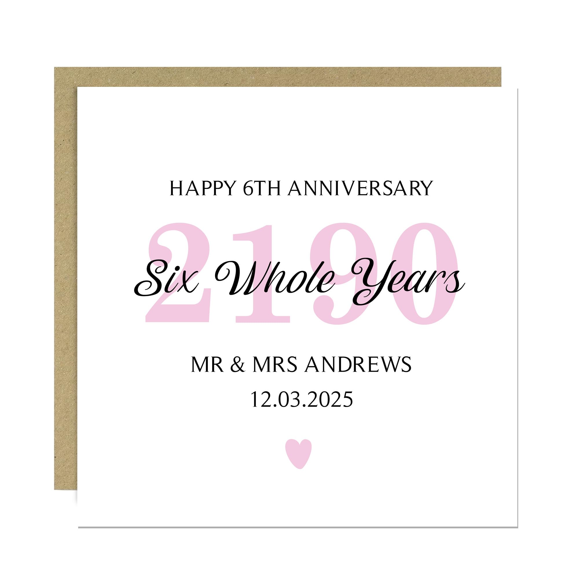 RED OCEAN Personalised 6th Wedding Anniversary Card For Husband Wife With Envelope Included Romantic Cards For Him Her 6th Anniversary Celebration Card 6 Whole Years