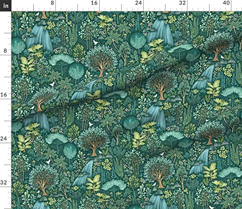Spoonflower FI-F86-D7748646-FQ Fabric - Forest Paradise Woodland Nature Wildlife Lush Botanical Green Flora Printed thumb #1
