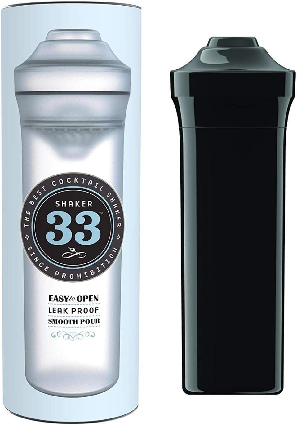 | Plastic Elite Cocktail Shaker Set | 24 OZ | Black | Dishwasher Safe, Shatterproof, Leakproof, & Lightweight | Bartending | Lid Locking | Valentine's Day Gift