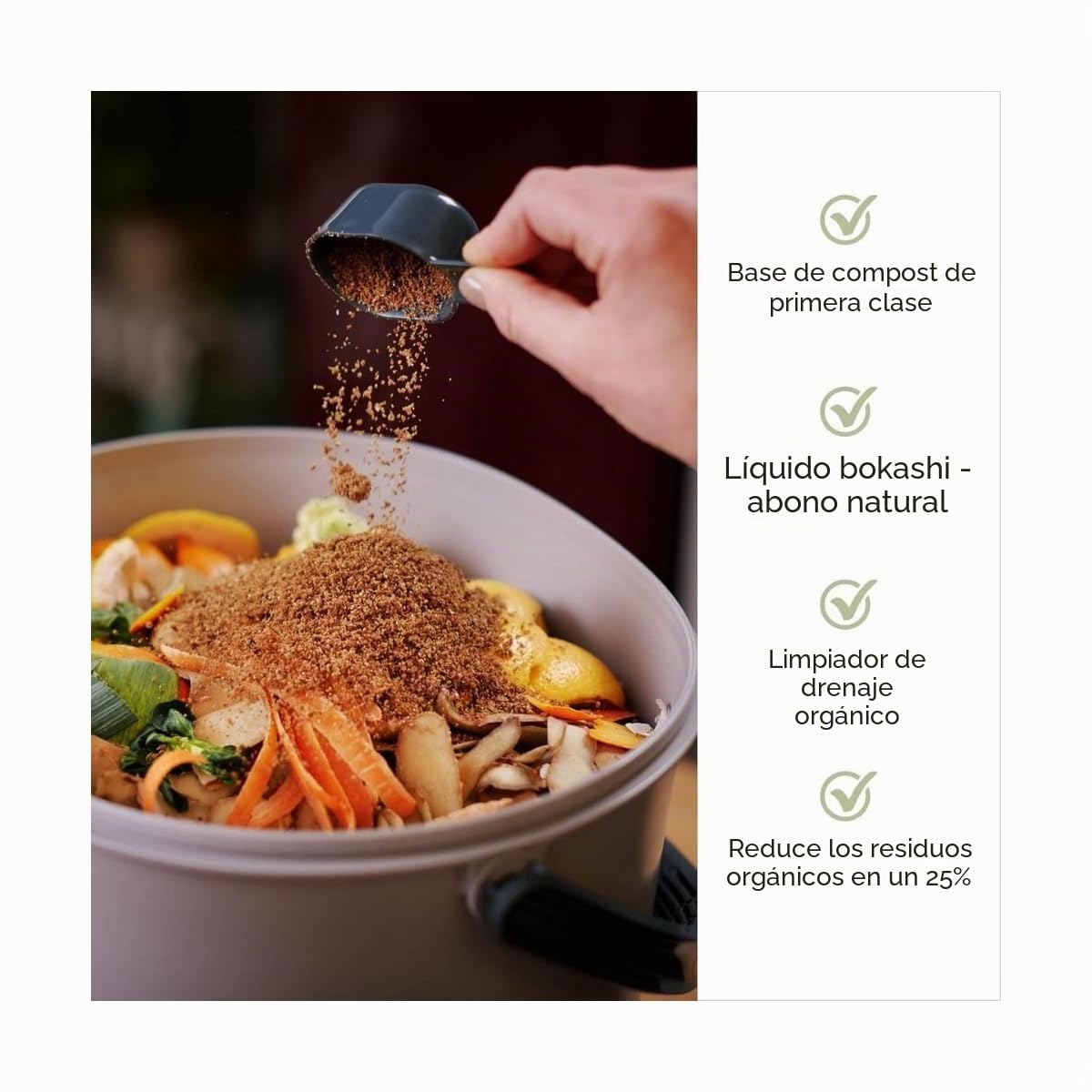 Skaza - Compostador Bokashi Essential 15,3L +1 kg Brain+Base-Capuccino