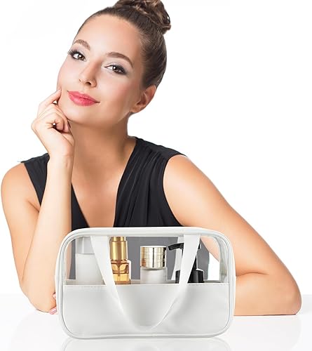 Miniatura 5 de Buryeah Bolsa de maquillaje translúcida, organizador de artículos de tocador para mujeres y hombres, impermeable, portátil, bolsa de viaje para