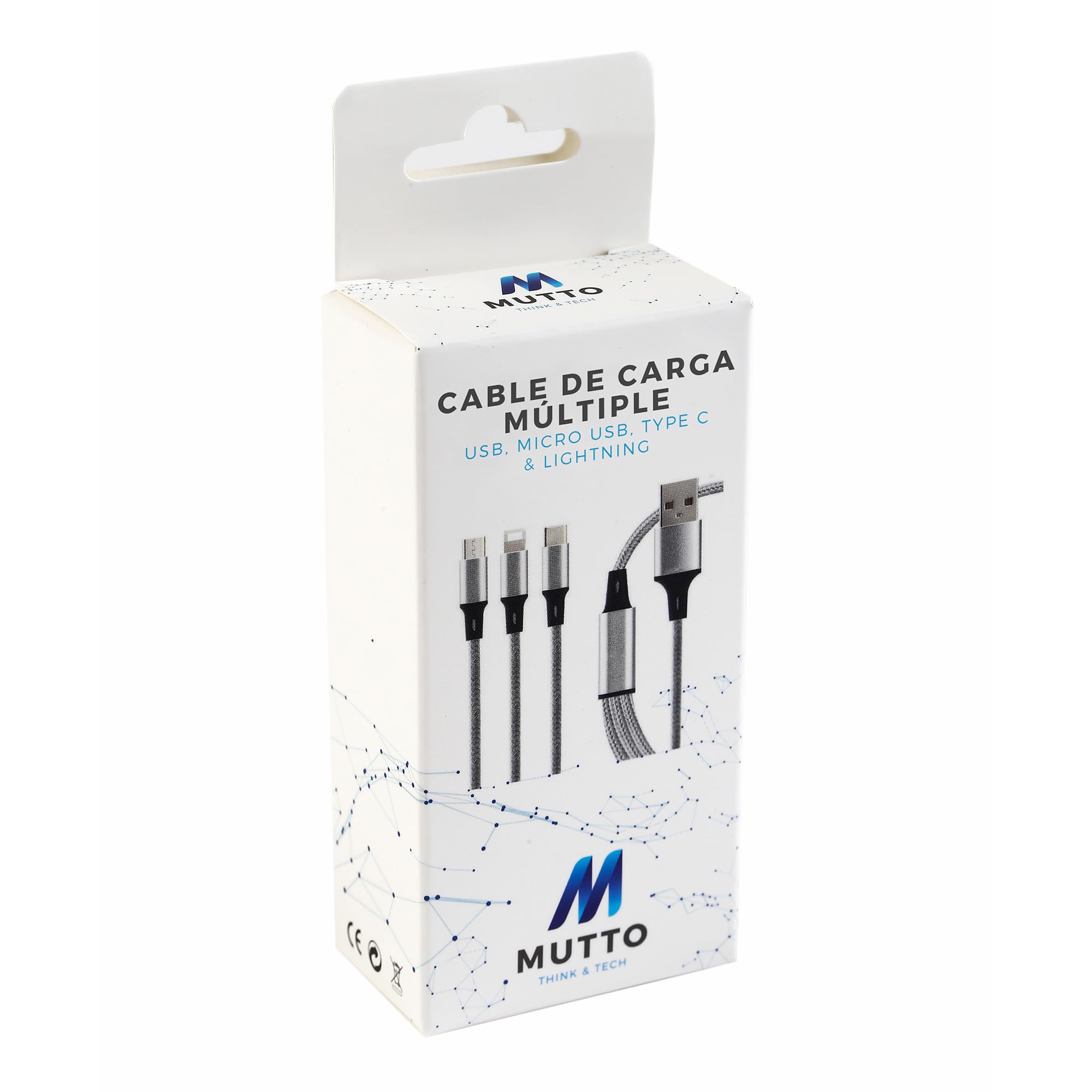 MUTTO 3 in 1 Multi Cavo di ricarica universale USB a testa Micro USB/USB-C/Lightning per Apple Compatibile con iPhone Serie 11 & 12/X/XS/XR/8/8 Plus/7/7 Plus e Android, Samsung, Huawei, Kindle, Xiaomi