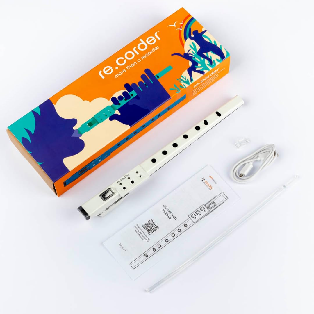 Bundle ARTinoise zefiro Pro + re.corder | flauto ibrido e controller MIDI per smartphone | App con suoni e esercizi | diteggiature personalizzabili | diverse modalità di riproduzione (Bianco)