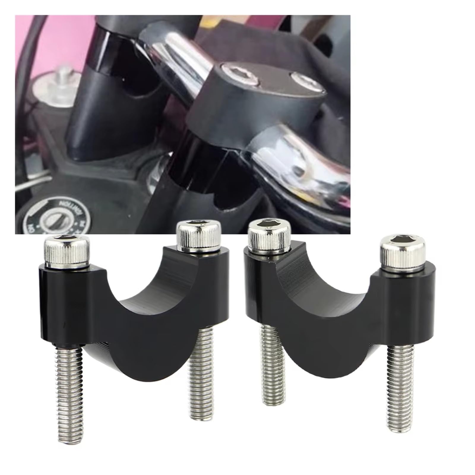 Pontets Guidon Moto pour CB500F CB650F CB600F pour Hornet 599 CB900F pour Hornet 900 CB250F Rehausseurs De Guidon 22 Mm 7/8" CNC Billet Rehausseur Guidon(Black 40mm)