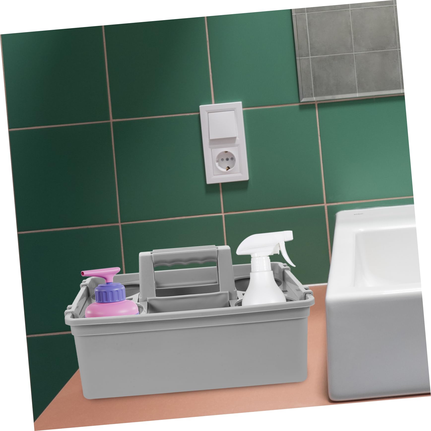 Cesta para Organizar Limpieza Asa de Plástico Ligera Compartimentos Separados Suministros y Herramientas de Limpieza Hogar o Hotel