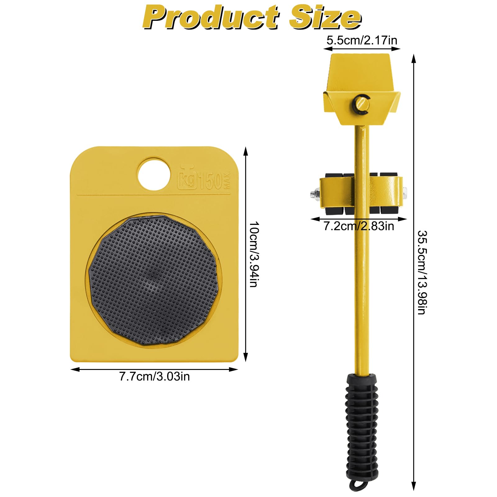 Hioph Heavy Furniture Mover with 4 Furniture Sliders, Standalone Furniture Mover, 360° Full Rotation, RED (Yellow, One Size) - Image 2