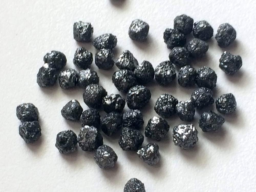 Women's 5-6mm Black Rough Diamond, Natural Round Black Raw Diamond, Uncut Diamond, Conflict Free Diamond For Jewelry (1Pc To 5 Pcs Options) - PPD145