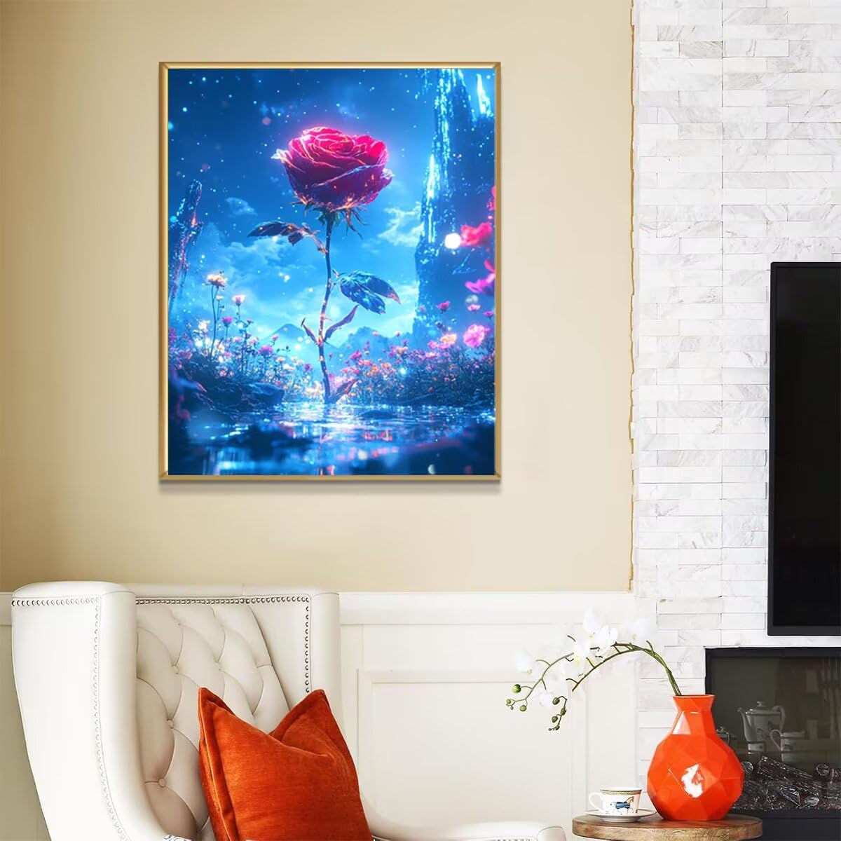 Dipingere con i Numeri Rosa, Paint by Numbers Adulti Fiore, Fai da te Creativi Adulti Quadri da Dipingere Numerati Kit per Decorazione Della Parete di Casa, Regalo 100x135 cm Senza Cornice VK-I