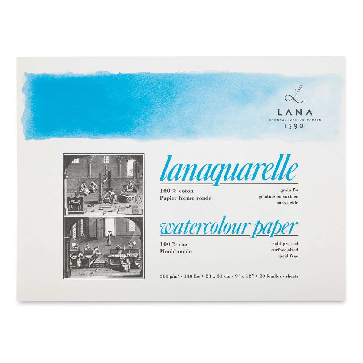 Lanaquarelle Blocco acquerello - 22,9 x 30,5 cm, pressa a freddo, 20 fogli
