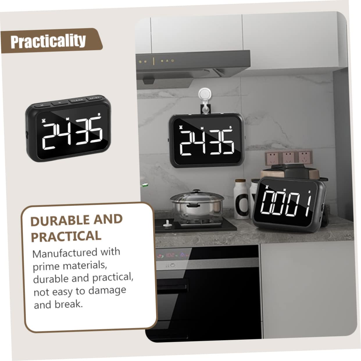 ABOOFAN 2 Piezas Temporizador Digital de Cocina con Pantalla LED Cocción y Repostería Compacto y Ligero Soporte de Incluido Función Cronómetro