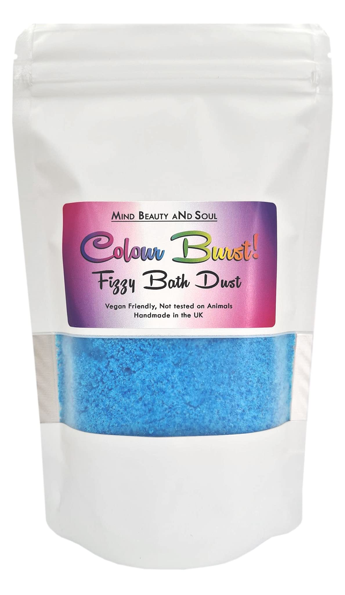 Colour Burst Fizzy Bath Dust, 200g Resealable Pouch, Handmade in The UK, Birthday Gift Spa Vegan Cruelty Free (Bubble Gum)