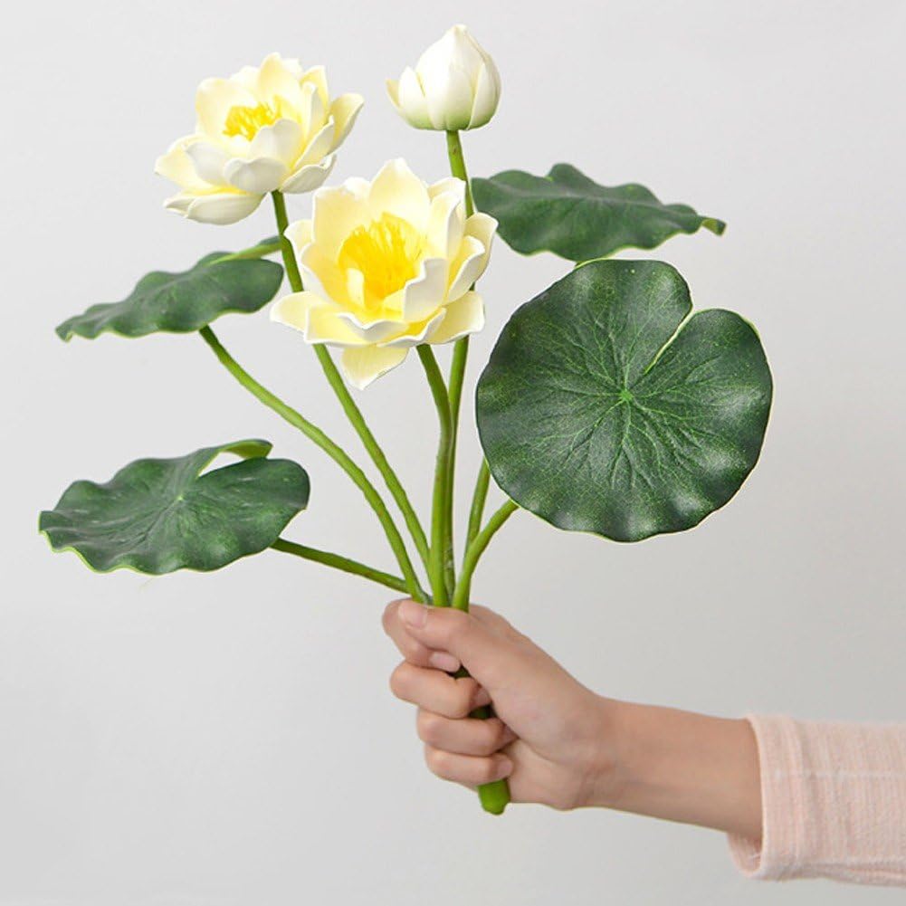 WINOMO 造花 蓮の花 茎 EVAプラスチック 本物そっくり 花束 フラワーアレンジメント テーブルセンターピース 春 イースター ウェディングパ