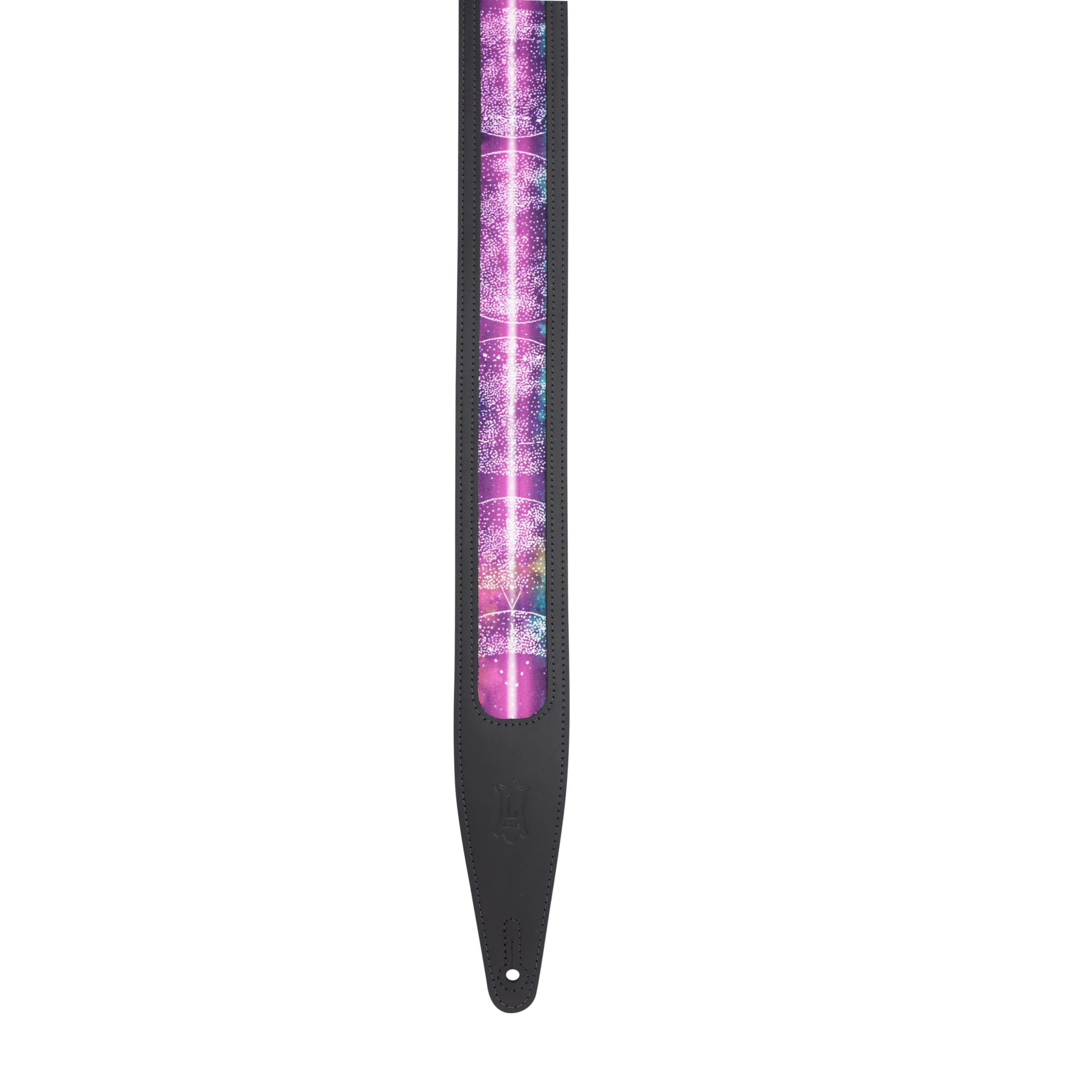 Levy's, MG317Z-BLK Tracolla in Pelle con Stampa Cosmic Window Cut Out Black 2.5", Interno in Pelle Scamosciata, Larghezza 2 1/2", Regolabile fino a 55", Colore Black