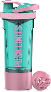 Artoid Mode Rosa Verde 720ml Botella mezcladora con caja de proteínas Twist and Lock, sin BPA