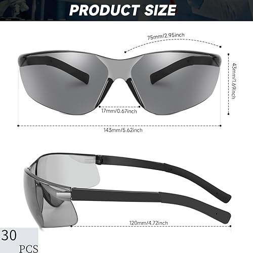Miniatura 2 de Salfboy Anteojos de seguridad para hombres y mujeres, ANSI Z87.1, gafas de seguridad a granel con protección UV, resistentes a los arañazos