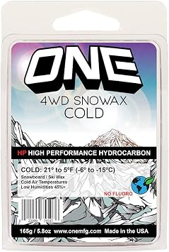 One Mfg 4WD Snowboard & Ski Wax, 165g Large Bar, Oneball Wax for Cold Snow, 21oF to 5oF -6oC to -15oC, Tropical Scent, No Fluoro