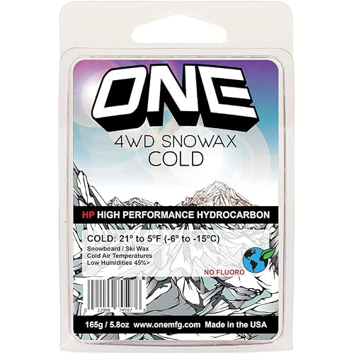 One Mfg 4WD Snowboard & Ski Wax, 165g Large Bar, Oneball Wax for Cold Snow, 21ºF to 5ºF (-6ºC to -15ºC), Tropical Scent, No Fluoro