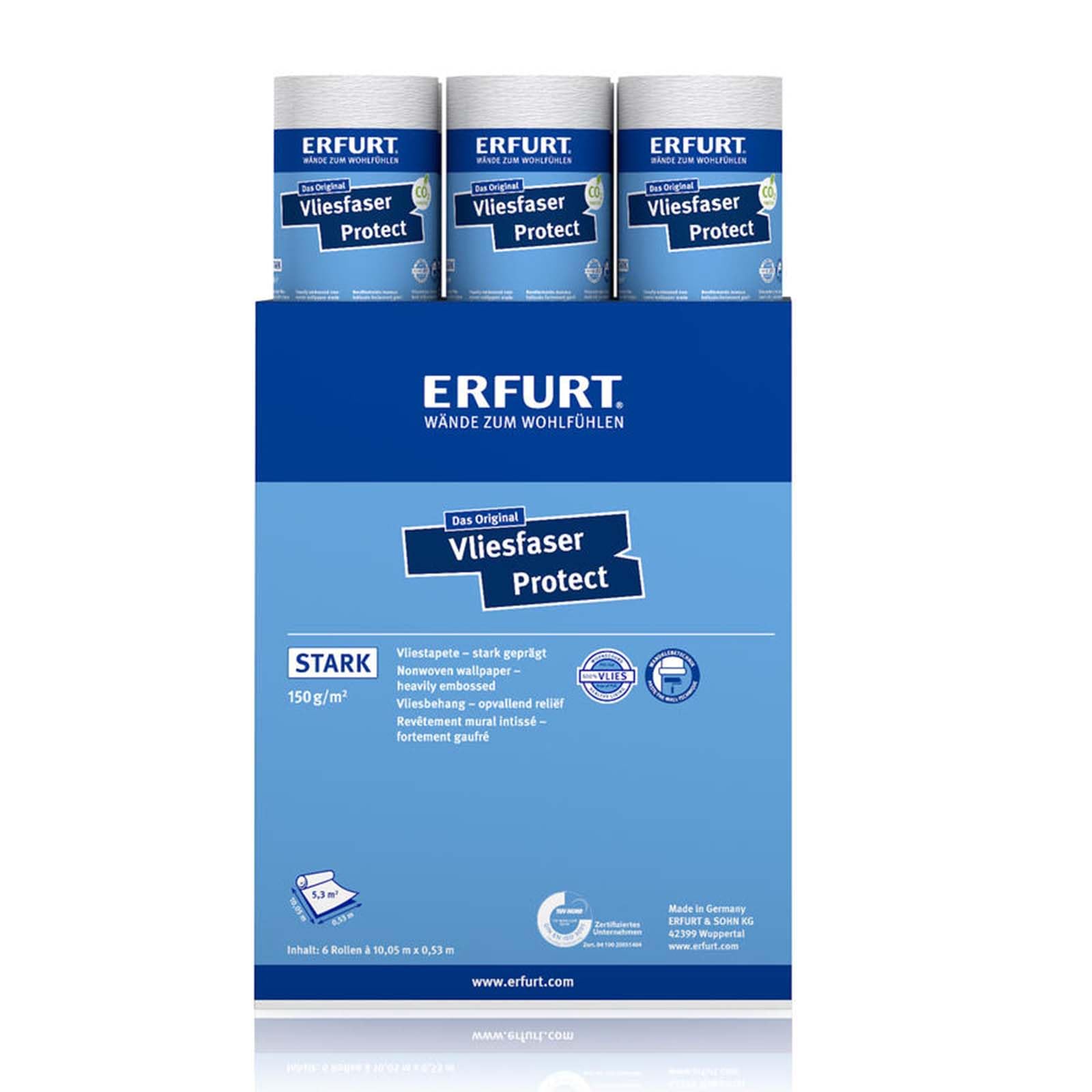Erfurt Vliesfaser Protect 213 Vliestapete 10.05X0.53 Strukturtapete 6 Rollen 1004363