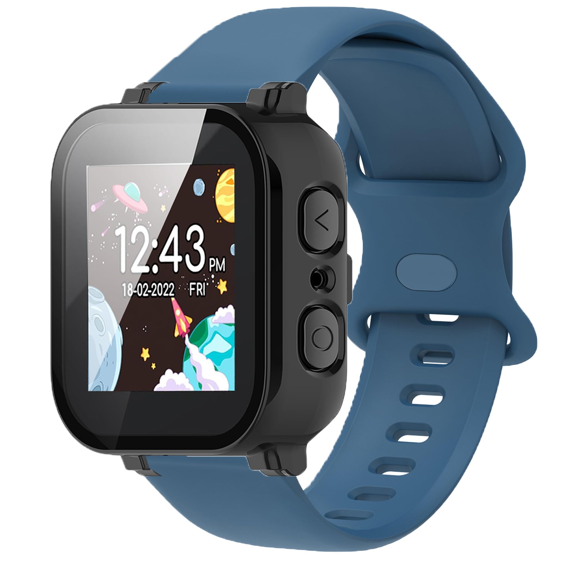 Compatible for Gabb Watch 3 Watch band with Case, Lamshaw Sport Band Kids Soft Silicone Strap with All-Round Protective Case Set Tempered Glass Screen Protector Cover (2+1 pack) (3 PACK-Black