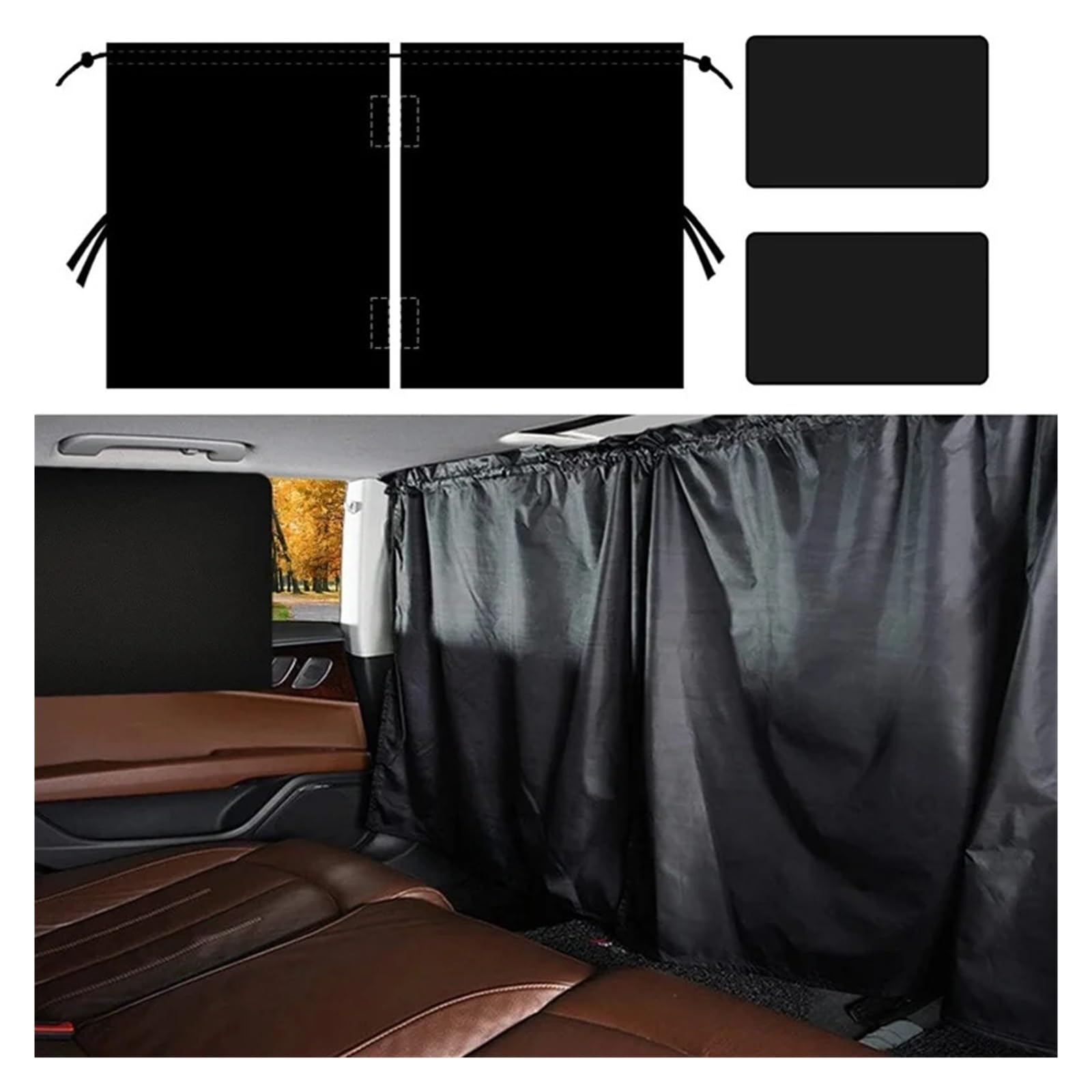 Rideau Arrière Fourgon Occultant Ensemble de Rideaux confidentialité for Voiture 1 à 4 pièces